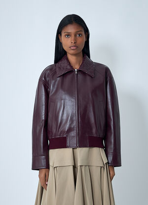 Bottega Veneta Leather Blouson Jacket Burgundy bov0262040