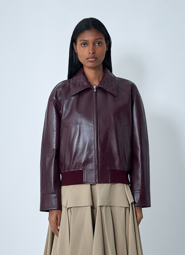 Leather Blouson Jacket Bottega Veneta Leather Blouson Jacket Burgundy bov0262040