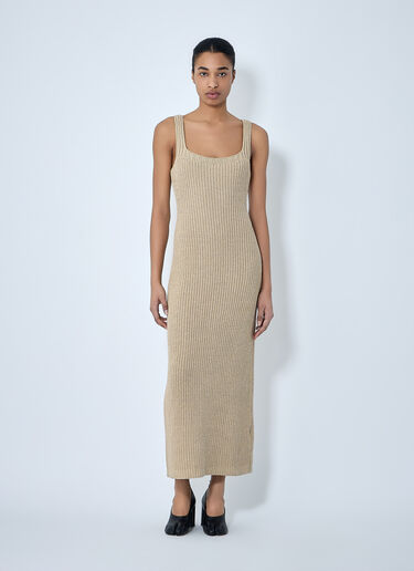 Khaite Lex Ribbed-Knit Maxi Dress Beige kha0264006