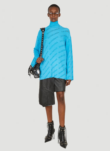 All-Over Logo Sweater Balenciaga All-Over Logo Sweater Blue bal0250024