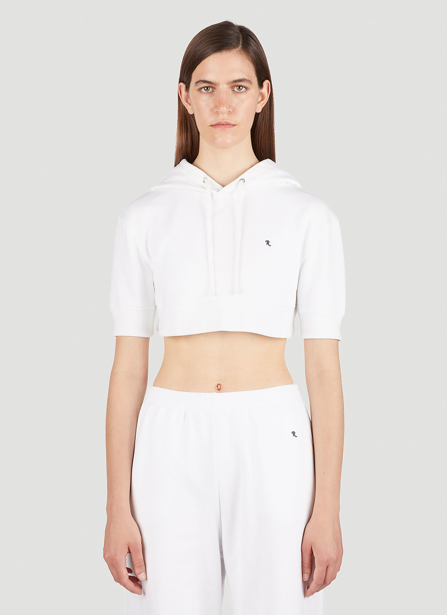 Raf Simons Cropped Hooded Sweatshirt In White