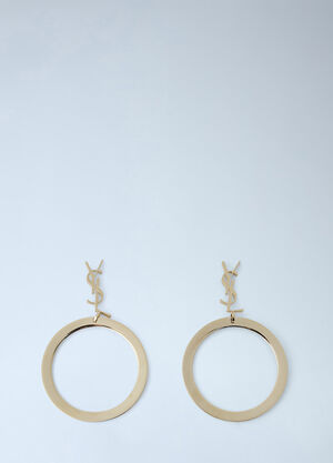 Saint Laurent Cassandre Pendant Hoop Earrings Gold sla0255079