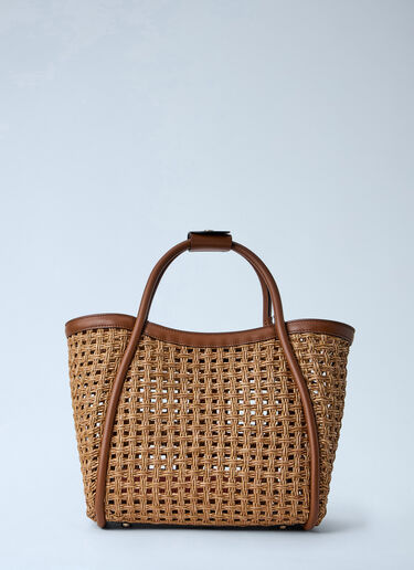 Max Mara Woven Leather Tote Bag Beige max0264044