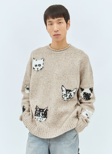 Acne Studios Cat Jacquard Sweater Beige acn0158007