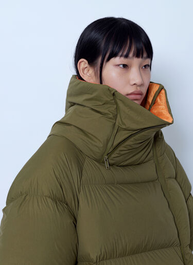 LN-CC® - GANNI: Future Nylon Quilt Puffer Jacket - Olive GANNI Future Nylon Quilt Puffer Jacket Olive gan0266013