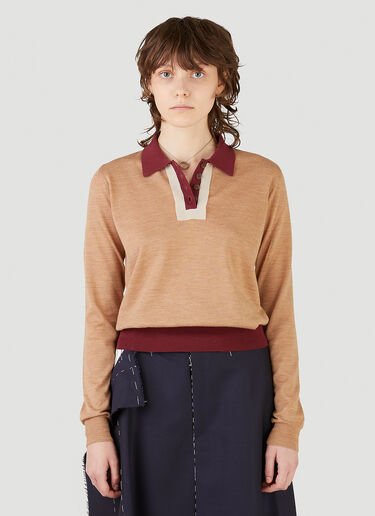 Maison Margiela Knit Polo Shirt Brown mla0245004