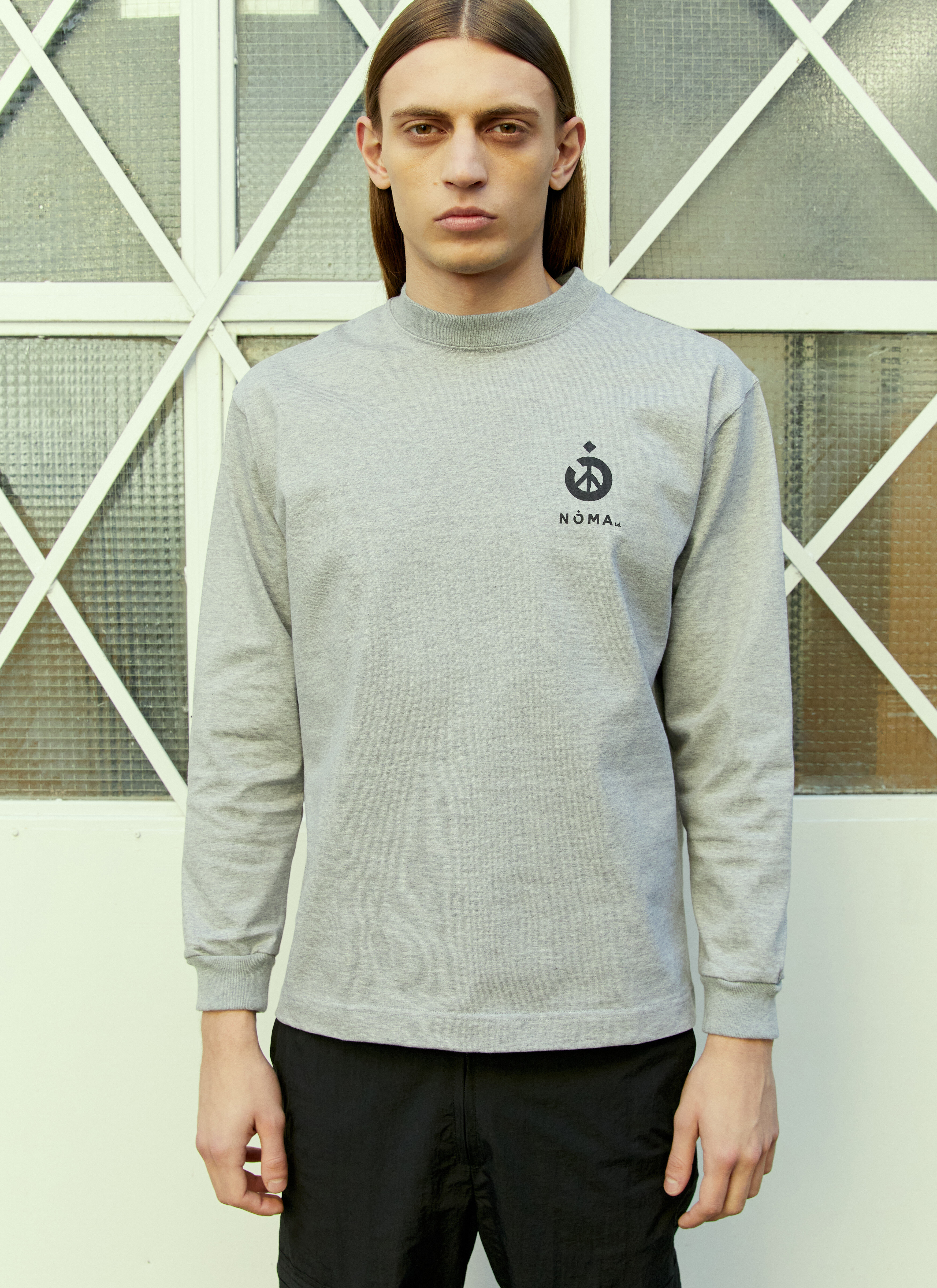 ICE & TECHNO Long Sleeve Logo Print T-Shirt Grey int0154001