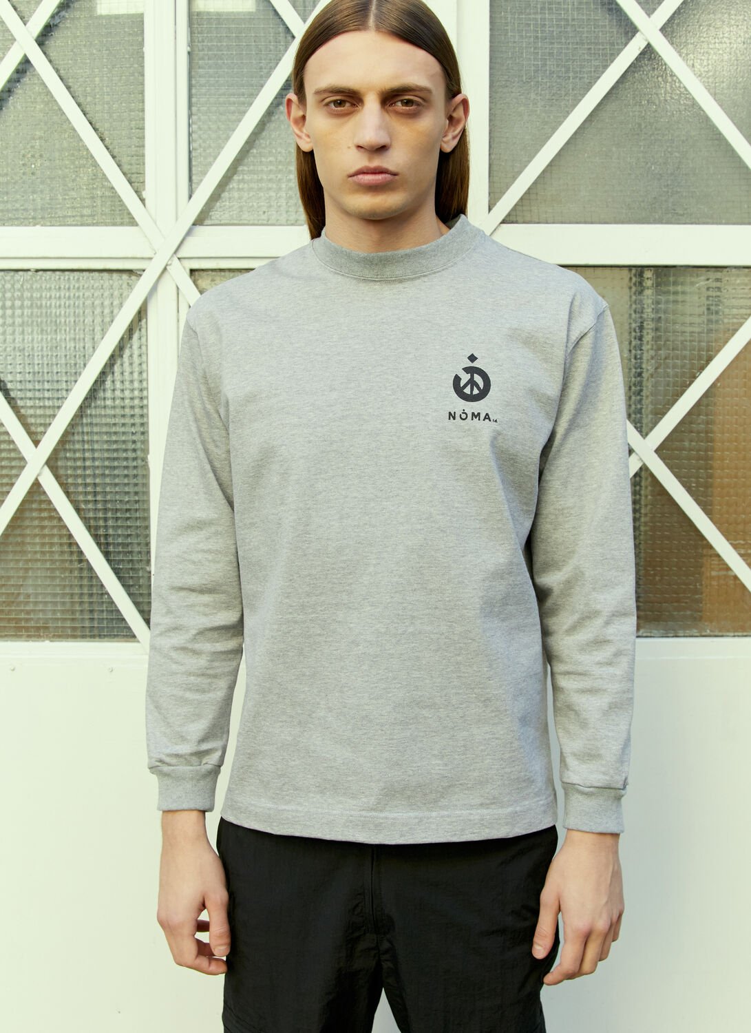 Noma T.d. Long Sleeve Logo Print T-shirt In Grey