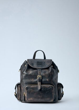 Miu Miu Leather Backpack Dark Brown miu0264115