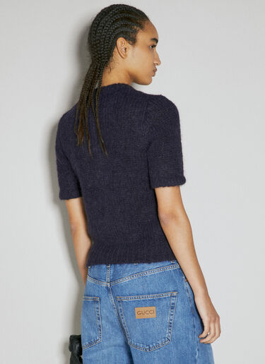 Our Legacy Shrunken Short Sleeve Knit Top Blue our0255009