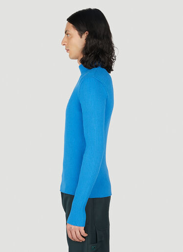 Courrèges Logo Embroidery Ribbed Sweater Blue cou0151003