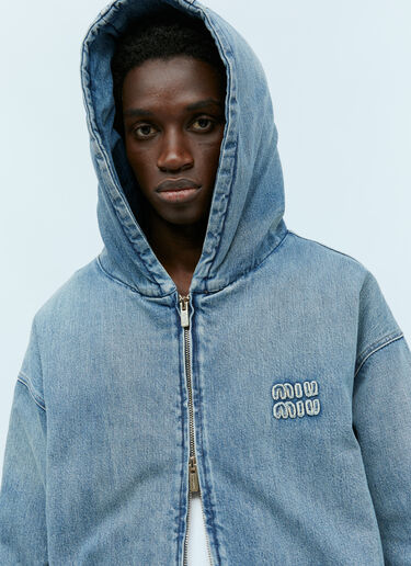 Miu Miu Denim Padded Hooded Jacket Light Blue miu0155003