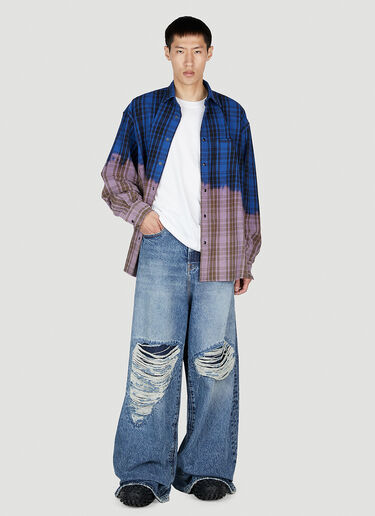 VETEMENTS Bleached Flannel Shirt Blue vet0151009