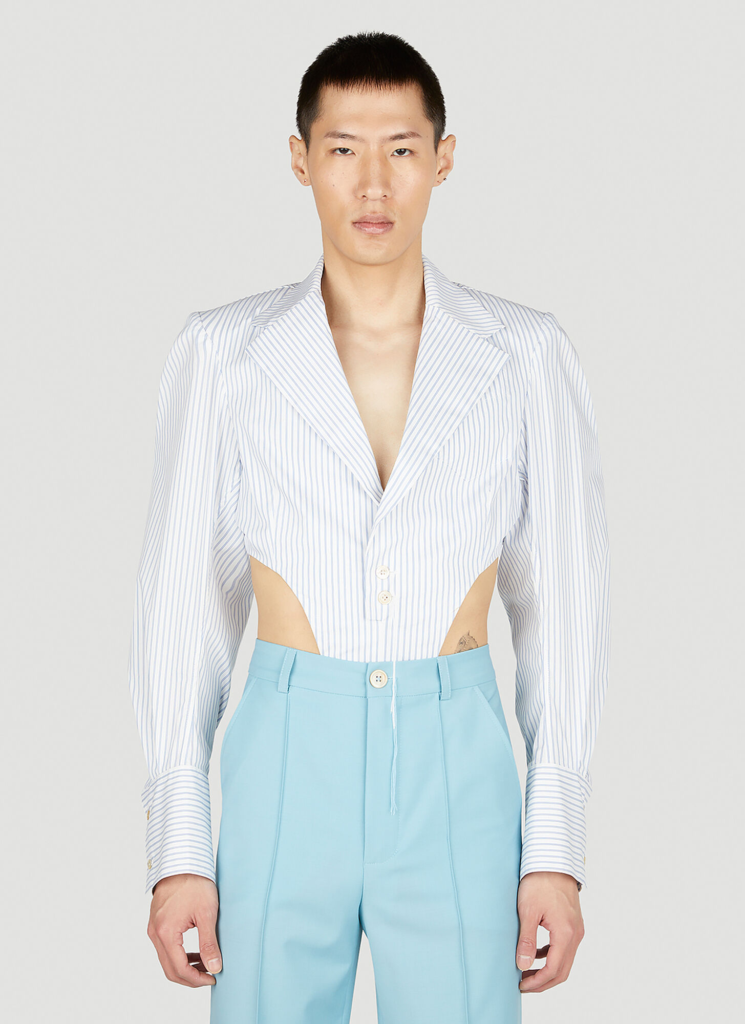 Ninamounah Striped Shirt Bodysuit Unisex Blue