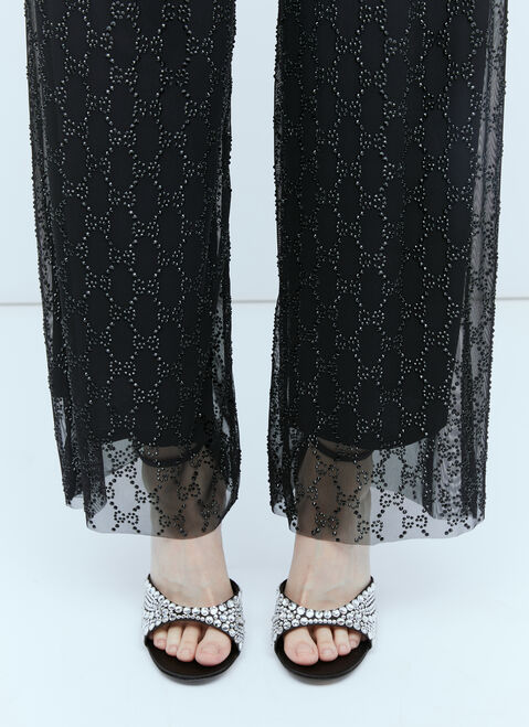 Gucci Crystal Embellished High Heel Sandals Black guc0253116