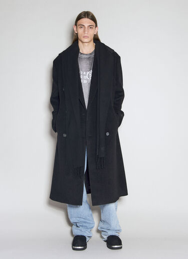 MM6 Maison Margiela Wool-Blend Coat With Detachable Snood Black mmm0154001