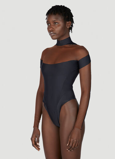 Mugler Cut Out Illusion Bodysuit Black mug0251031