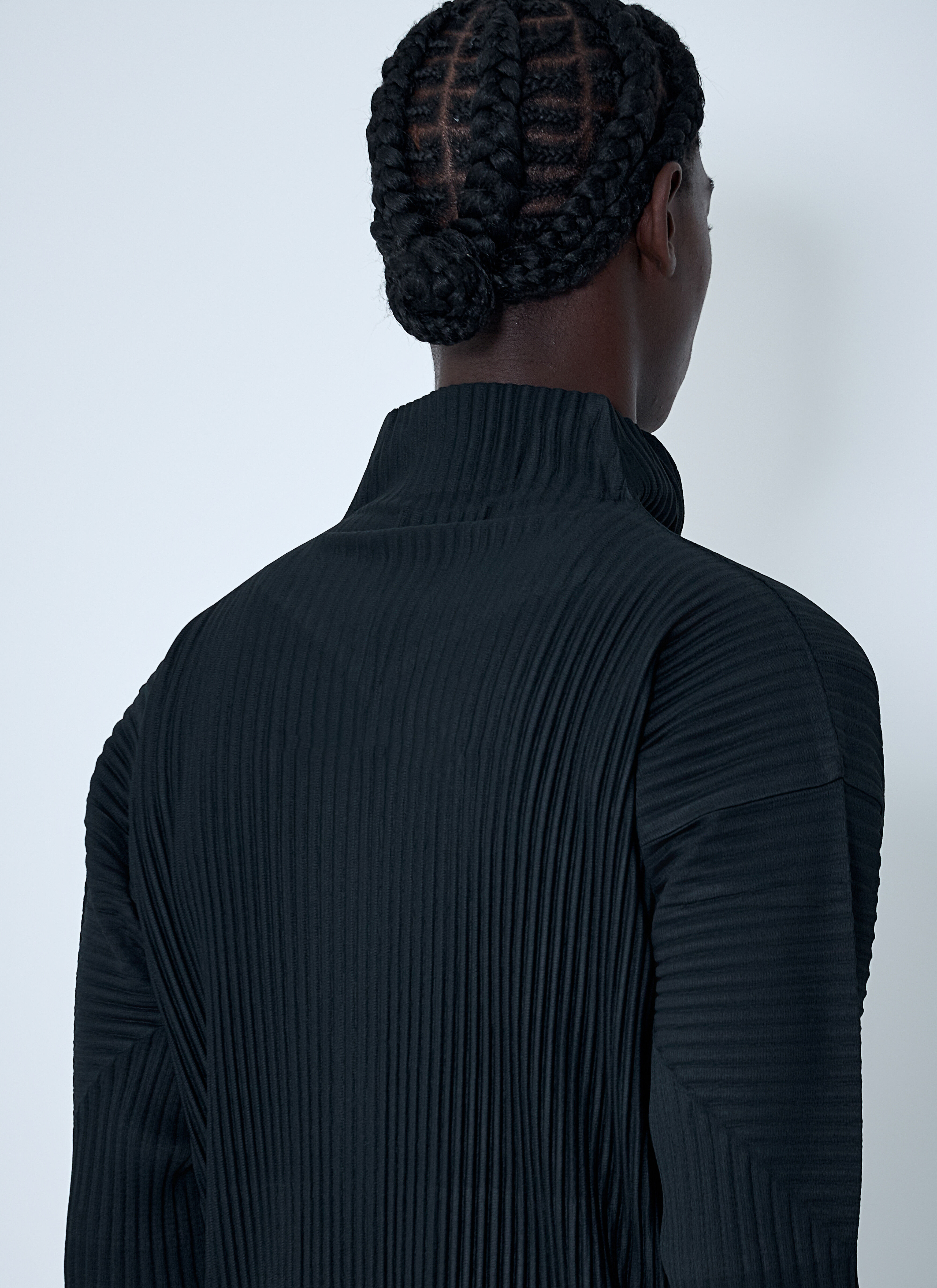 Homme Plissé Issey Miyake Men's' Pleated Zip-Up Jacket in Black