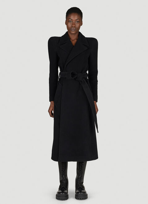 Balenciaga Round Shoulder Cashmere-Blend Coat Black bal0254064
