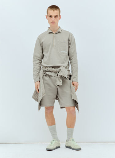 Stone Island 徽标印花长袖 polo 衫 灰色 sto0156017
