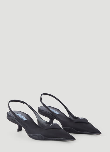 Prada Recycled-Nylon Slingback Heels Black pra0245082