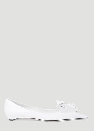 Prada Floral Applique Ballerina Flats White pra0254049