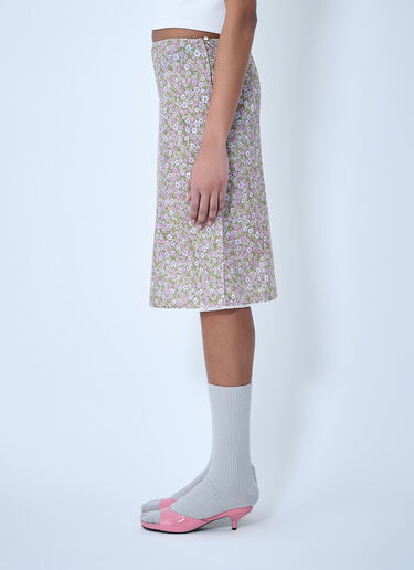 Prada Re-Nylon Floral Midi Skirt Grey pra0264004