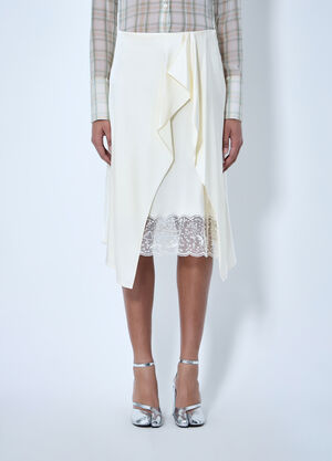 Acne Studios Asymmetric Lace-Trim Skirt White acn0264034