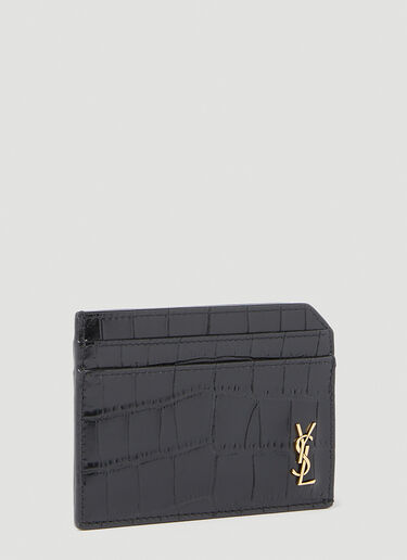 Saint Laurent Croc Embossed Cardholder Black sla0154049