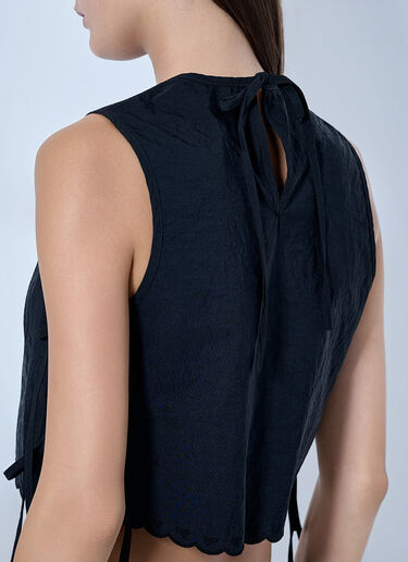 LN-CC® - Cecilie Bahnsen: Embroidered Taffeta Lace-Up Top - Black Cecilie Bahnsen Embroidered Taffeta Lace-Up Top Black cec0266003