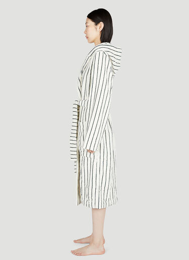 Tekla Striped Hooded Bath Robe White tek0353009
