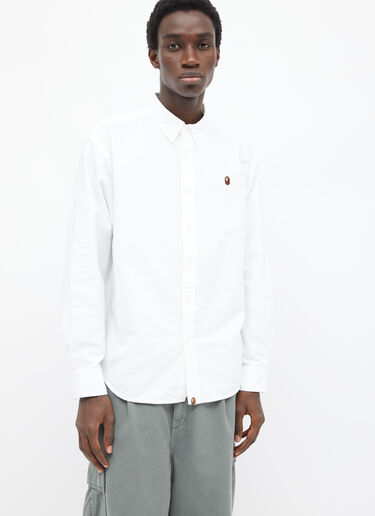 A BATHING APE® Ape Head One Point Oxford Shirt White aba0154024