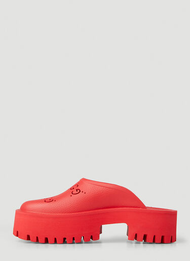 Gucci Perforated G Platform Slip Ons Red guc0245105