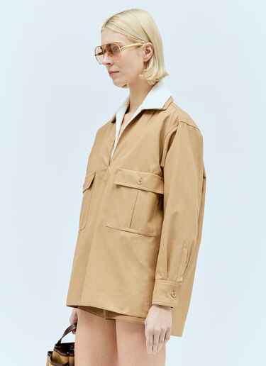 Max Mara 오버사이즈 캔버스 블라우스 브라운 max0256069