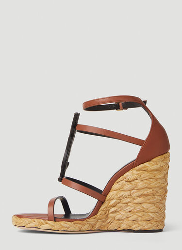 Saint Laurent Cassandra Braided Wedges Brown sla0251150