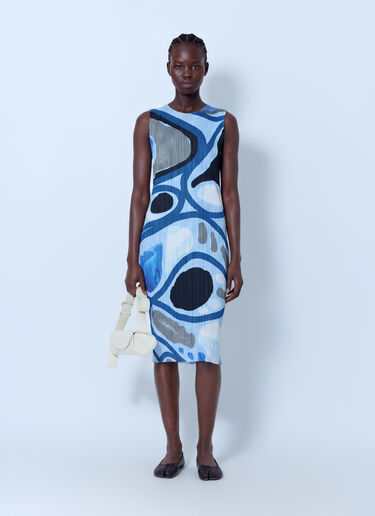 LN-CC® - Pleats Please Issey Miyake: Roll Pleated Midi Dress - Blue Pleats Please Issey Miyake Roll Pleated Midi Dress Blue plp0266005