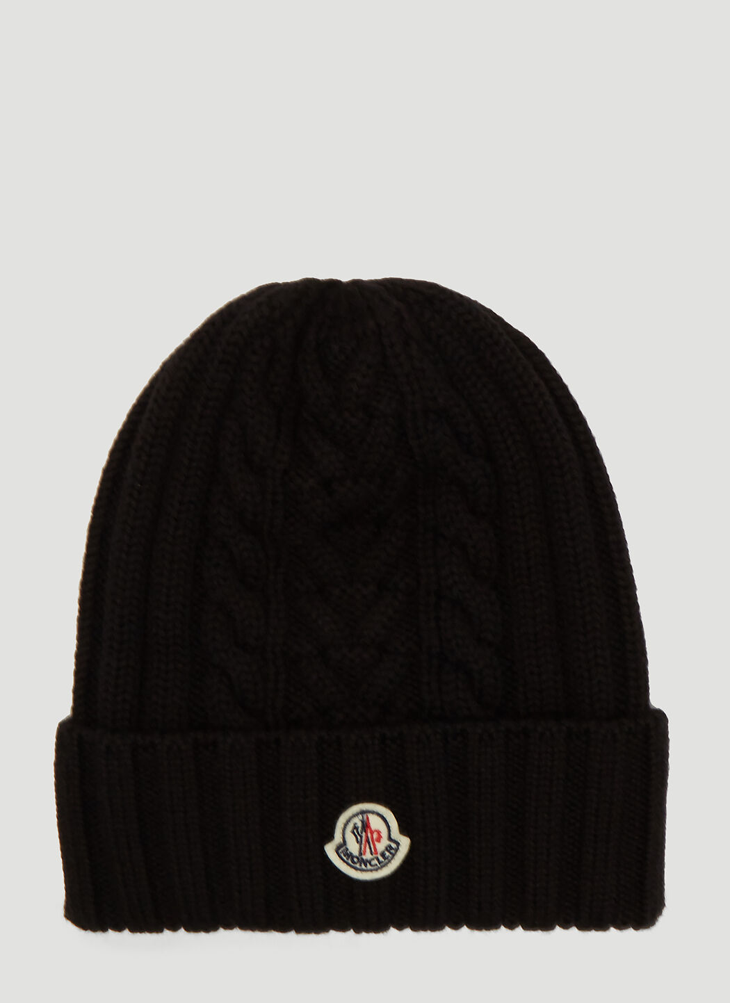 Moncler Cable-Knit Beanie Hat Black mon0140001