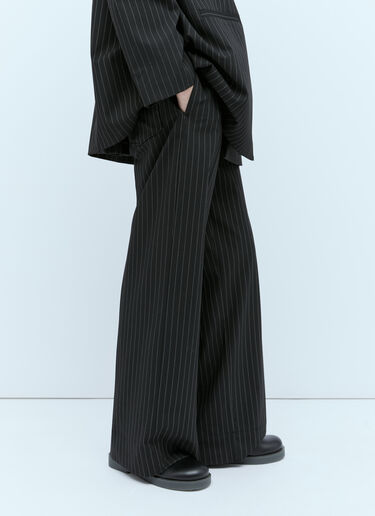 GANNI Pinstripe High-Rise Suit Pants Black gan0254001