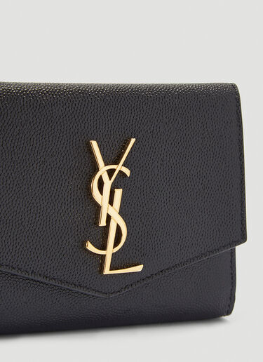 Saint Laurent Uptown Grain de Poudre Compact Wallet Black sla0239056