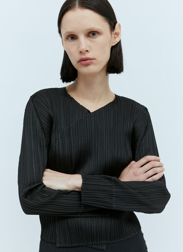 Pleats Please Issey Miyake Pleated Cardigan Black plp0254010