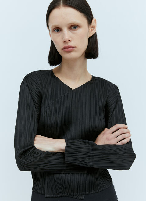 Pleats Please Issey Miyake Pleated Cardigan Black plp0254005