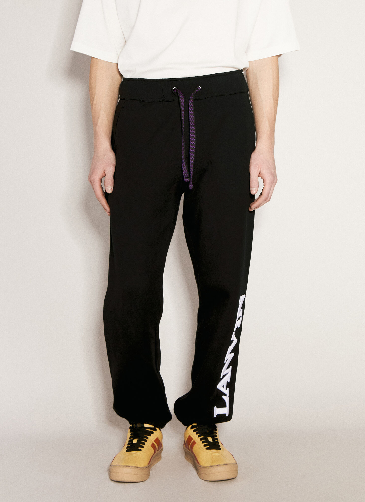 Shop Lanvin X Future Drop 3 Logo Embroidered Track Pants In Black