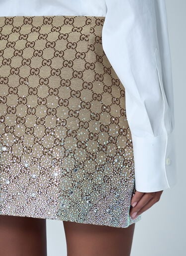 Embroidered GG Canvas Mini Skirt Gucci Embroidered GG Canvas Mini Skirt Camel guc0261092