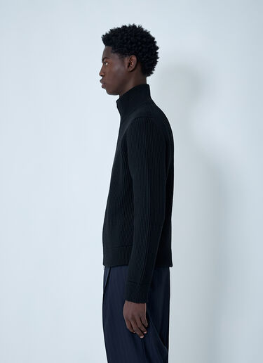 Maison Margiela Wool Zip-Up Cardigan Black mla0162002