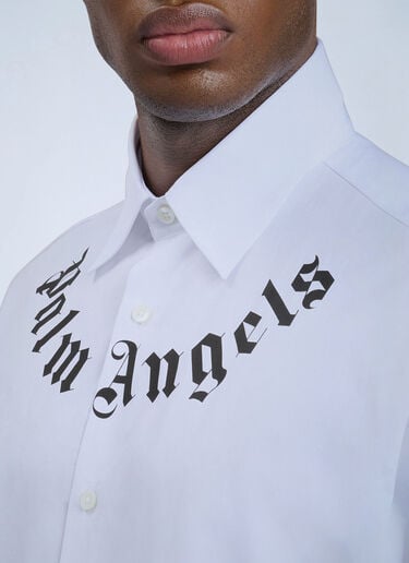 LN-CC® - Palm Angels: Neck Logo Shirt - White Palm Angels Neck Logo Shirt White pma0164148