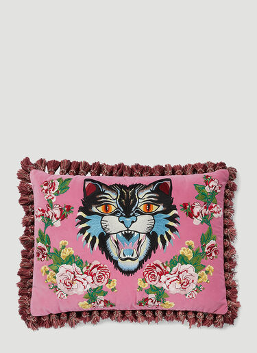 Gucci Angry Cat Velvet Cushion  Pink wps0644002