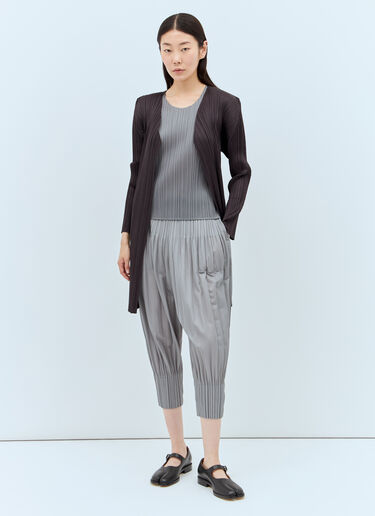 Pleats Please Issey Miyake Short-Sleeve Pleated Top Grey plp0257032