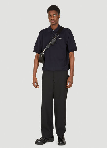 Prada Embroidered Logo Polo Shirt Blue pra0149118
