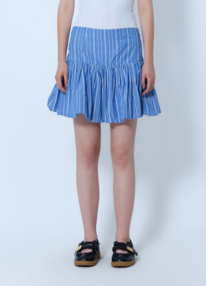 GANNI Stripe Cotton Mini Skirt Blue gan0265012
