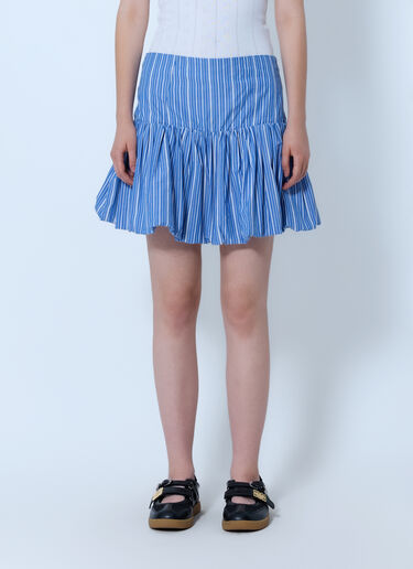 LN-CC® - GANNI: Stripe Cotton Mini Skirt - Blue GANNI Stripe Cotton Mini Skirt Blue gan0265012